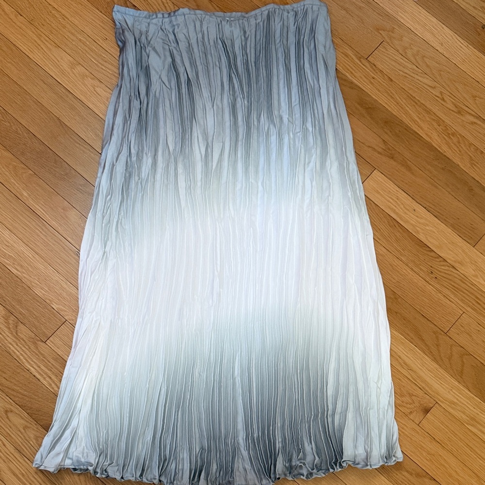 Chico’s Pleated Ombre Maxi Skirt Size 3 (XL 16-18) NWT Green Gray Flowy